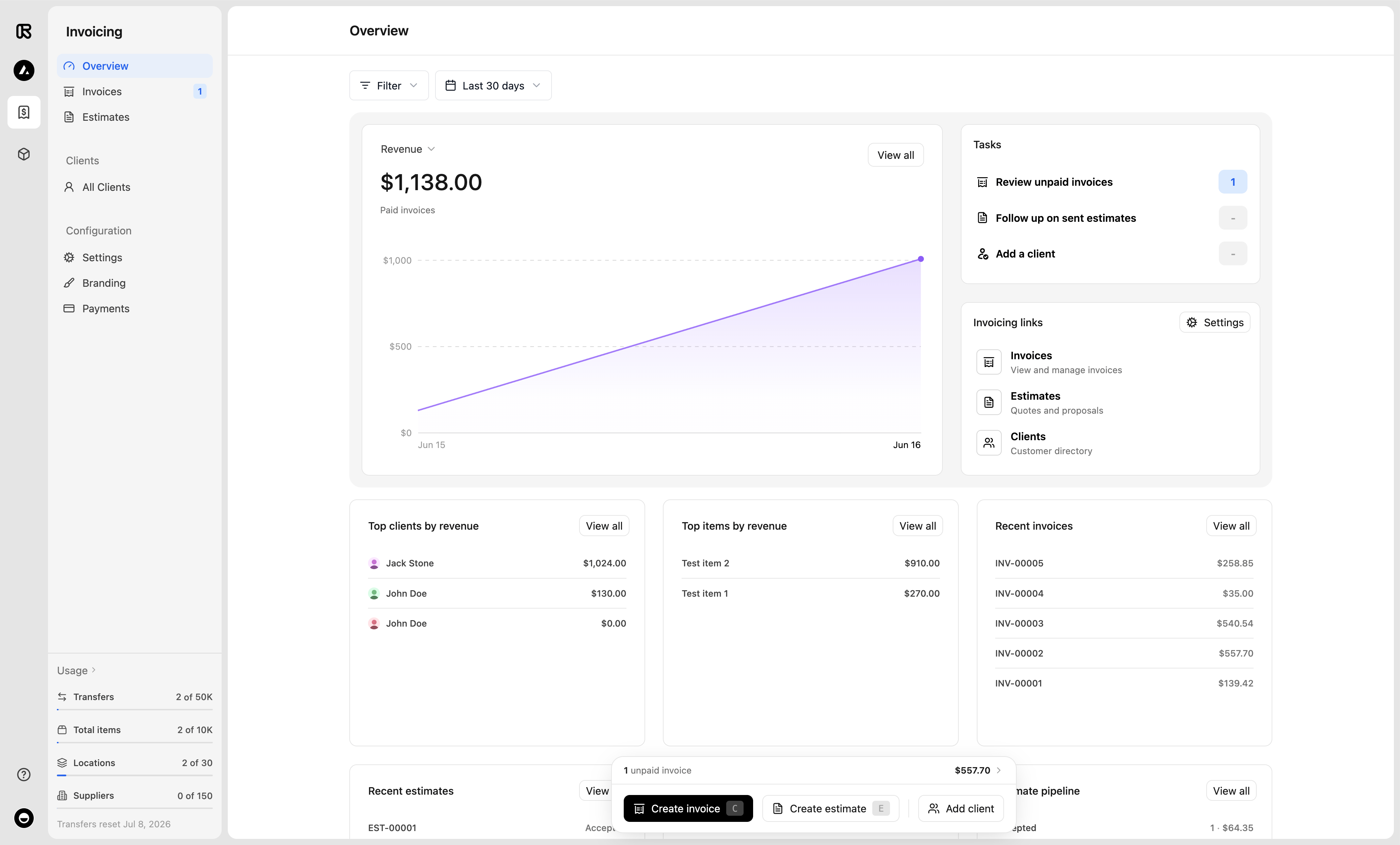 Retrac dashboard